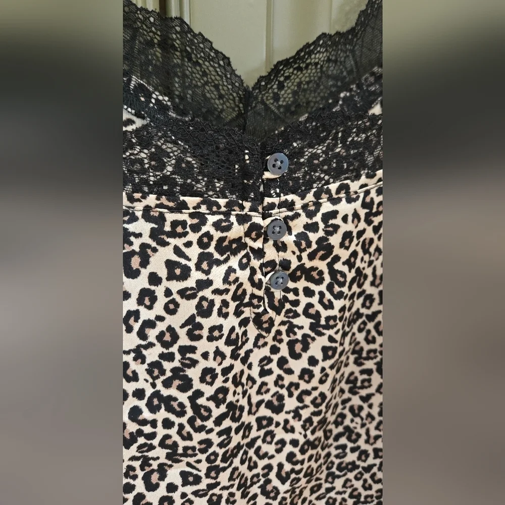 Abercrombie & Fitch satin lace cheetah print camisole top - Picture 5 of 6